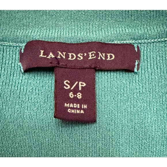 Women's Lands' End Teal Cardigan Sweater Petite Small 6 / 8 - Picture 6 of 9